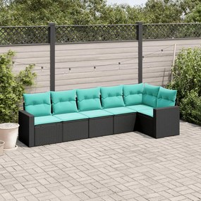 vidaXL Set canapele de grădină cu perne, 6 piese, negru, poliratan