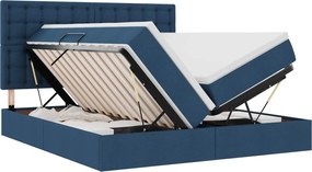 vidaXL Pat cu storage albastru 200 x 200 cm Piele artificială