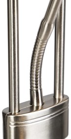 Lampă de podea din oțel cu lampă de citit incluzând LED și dimmer - Diva 2