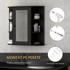 Homcom Dulapior Baie cu Oglinda – Lemn Alb 66×17×63 cm | Aosom Romania