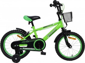 Bicicleta pentru copii NOVOKIDS™ Splend'Or Boom Edition, Cosulet, Roti 12" inch, Max 30 kg, Cadru otel, Roti ajutatoare, Ghidon reglabil, Verde