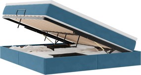 vidaXL Pat cu saltea și spațiu de depozitare cu saltea Albastru închis