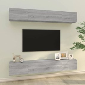 vidaXL Dulapuri TV de perete, 4 buc, gri sonoma, 100x30x30 cm