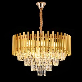 Candelabru Elit's Esn777R, Cristal, Metal, 8 X E27, Auriu 50cm