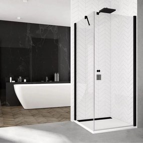 Perete lateral fix Sanswiss Solino SOL1 negru mat 90 cm sticla 6 mm