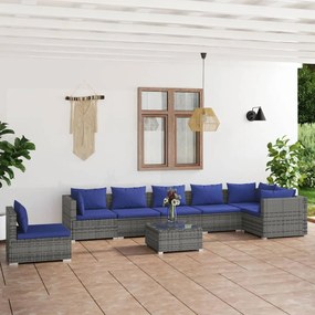 3102350 vidaXL Set mobilier de grădină cu perne, 8 piese, gri, poliratan