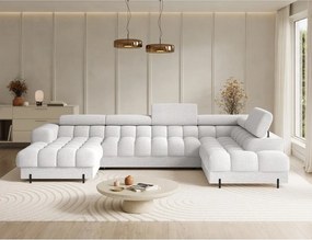 Colțar crem extensibil cu tapițerie din țesătură bouclé (cu colț pe partea dreaptă/în formă de "U") Feraria – ELTAP