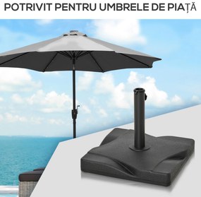 Outsunny Suport Pătrat pentru Umbrelă, Bază Greutate 20kg din Plastic, 41.5x41.5x35cm, Ideal pentru Exterior, Negru | Aosom Romania