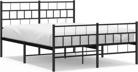 vidaXL Cadru pat metalic cu tăblie de cap/picioare, negru, 120x200 cm