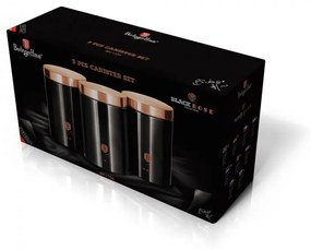 Set 3 recipiente pentru cafea, ceai si zahar Black Rose Collection Berlinger Haus BH 1734