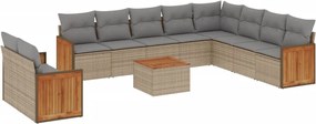 vidaXL Set canapele de grădină cu perne, 11 piese, bej, poliratan