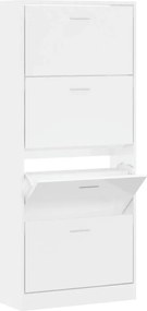 vidaXL Pantofar, alb extralucios, 63x24x147 cm, lemn compozit