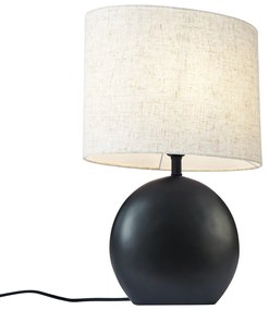 Lampă de masă Japandi neagră cu abajur din in - Timo