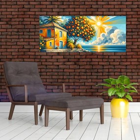 Tablou - Casă cu portocale I. (120x50 cm)