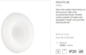 Aplica de perete sau tavan, diametru 45cm, LED POLO PL120 BIANCO 140544