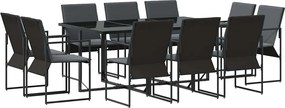 vidaXL Set de masă pentru grădină 11 pcs Negru Oțel