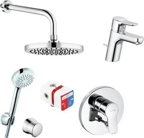 Set complet sistem de dus Kludi Pure&Easy A-QA Eco 200 incastrat cu baterie de lavoar