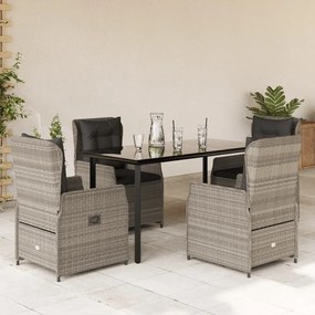 vidaXL Set mobilier de grădină cu perne, 5 piese gri deschis poliratan