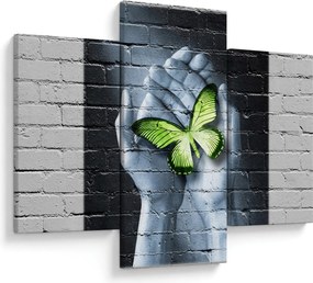 Tablou - Fluture verde în perete (90x60 cm)