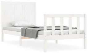 3192612 vidaXL Cadru de pat cu tăblie, alb, 100x200 cm, lemn masiv