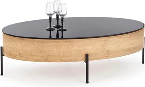 Masuta cafea ZENGA stejar auriu/negru, 120x60x37 cm
