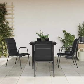 vidaXL Set mobilier de grădină, 5 piese, negru, oțel și textilenă