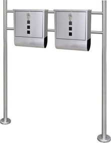 vidaXL Cutie poștală dublă pe suport din oțel inoxidabil