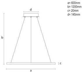Lustră LED reglabilă pe cablu, 32W, 230V, 3000–6500K, Ø60 cm + telecomandă