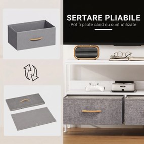 HOMCOM Mobilier TV pentru 47" cu Sertare Pliabile din Material Textil și Raft din Metal și MDF, 98x29x56 cm, Negru | Aosom Romania
