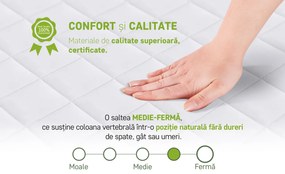 Saltea SuperOrtopedica Green Future KONFORTA Max Plus 25 cm, 160x200x25cm, Spuma poliuretanica elastica, Husa detasabila, lavabila, matlasata, hipoalergenica, Reversibila, Medie Ferma