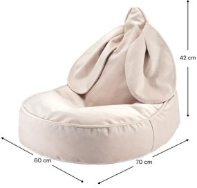 Fotoliu puf pentru copii bej cu tapițerie din catifea Bunny – Wigiwama