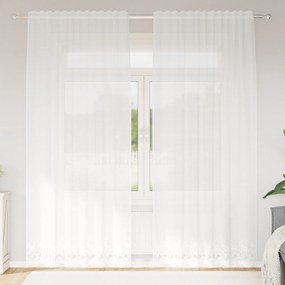 vidaXL Cortină din Dantelă cu perdele Alb 150 x 200 cm Poliester