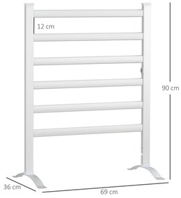 Incalzitor electric pentru prosoape , din aluminiu cu 6 bare, argintiu HOMCOM | Aosom RO