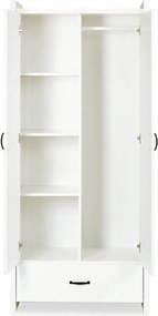 Dulap lemn masiv alb Amelie /Stejar, 84 × 190 × 50 cm - Stejar deschis