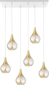 Lustră pe cablu LACRIMA HONEY 6xE27/60W/230V alb/auriu/bej fumuriu
