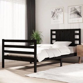 3104277 vidaXL Cadru de pat, 100x200 cm, negru, lemn masiv de pin