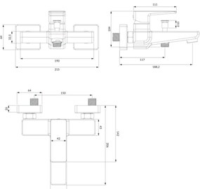 Baterie de cadă OMNIRES PM7430CR PARMA crom lucios