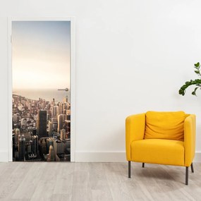 Fototapet pentru ușă - Apus de soare peste oraș (95x205cm)