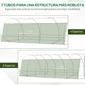 Outsunny Seră de exterior - Seră tip tunel 6x3x2 m, seră mare de grădină cu 12 ferestre și ușă rulabilă cu fermoar, cadru din metal pentru cultivarea plantelor, verde | Aosom Romania