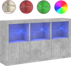 vidaXL Servantă cu lumini LED, gri beton, 181,5x37x100 cm