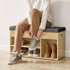 Suport incaltaminte cu banca si sezut negru din piele ecologica TAYLOR ARTISAN 80x30x44 cm