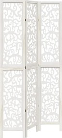 vidaXL Paravan cameră 3 panouri, alb, lemn masiv paulownia