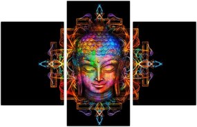 Tablou - Bustul lui Buddha în culori neon (90x60 cm)