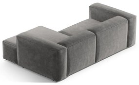 Colțar gri deschis cu tapițerie din catifea reiată (cu colț pe partea dreaptă/cu șezlong) Bergamo – Cosmopolitan Design