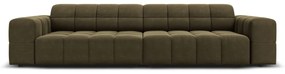 Canapea Jennifer cu 4 locuri si tapiterie din catifea, verde