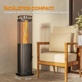Outsunny Sobă pe Peleți pentru Exterior cu Bază Antiderapantă și Tub de Sticlă și Metal | Aosom Romania