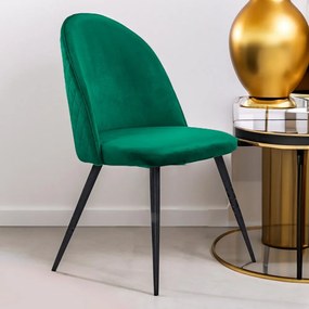 Scaun Living Din Catifea Cu Picioare Negre BUC 207 verde