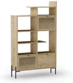 Bibliotecă în culoare naturală cu aspect de lemn de stejar 95x160 cm Inca – Marckeric