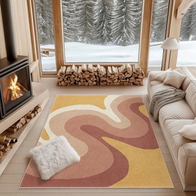 Covor tip traversă galben ocru-roz prăfuit lavabil 60x230 cm Strawberry Creamsicle – Mila Home