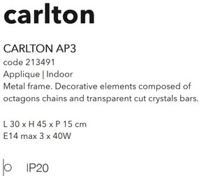 Aplica perete moderna design elegant CARLTON AP3 oro 213491